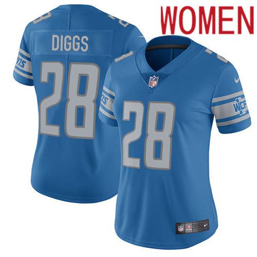 Women Detroit Lions #28 Quandre Diggs Nike Blue Vapor Limited NFL Jersey